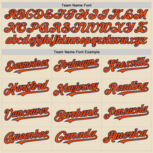 Load image into Gallery viewer, Custom Cream Orange-Navy Bomber Full-Snap Varsity Letterman Two Tone Hoodie Jacket
