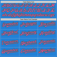 Load image into Gallery viewer, Custom Powder Blue Pink-Kelly Green Bomber Full-Snap Varsity Letterman Hoodie Jacket
