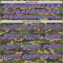 Load image into Gallery viewer, Custom Camo Pink Black-Light Blue Bomber Full-Snap Varsity Letterman Salute To Service Hoodie Jacket
