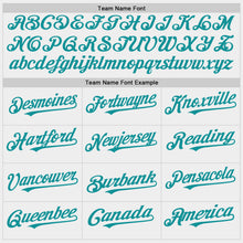 Load image into Gallery viewer, Custom White Teal Bomber Full-Snap Varsity Letterman Hoodie Jacket
