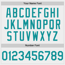 Load image into Gallery viewer, Custom White Teal Bomber Full-Snap Varsity Letterman Hoodie Jacket
