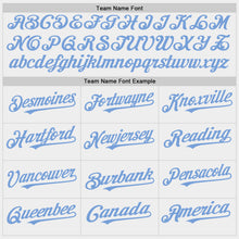 Load image into Gallery viewer, Custom White Light Blue Bomber Full-Snap Varsity Letterman Hoodie Jacket
