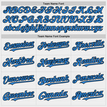 Load image into Gallery viewer, Custom White Powder Blue-Black Bomber Full-Snap Varsity Letterman Two Tone Hoodie Jacket
