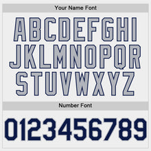 Load image into Gallery viewer, Custom White Navy-Gray Bomber Full-Snap Varsity Letterman Two Tone Hoodie Jacket
