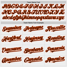 Load image into Gallery viewer, Custom White Brown-Orange Bomber Full-Snap Varsity Letterman Two Tone Hoodie Jacket
