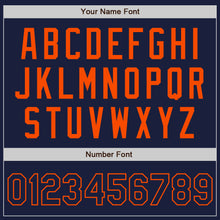 Load image into Gallery viewer, Custom Navy Orange Bomber Varsity Letterman Zipper Jacket

