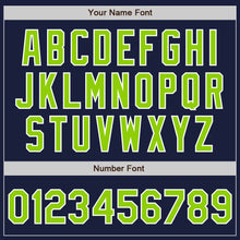 Load image into Gallery viewer, Custom Navy Neon Green-White Bomber Varsity Letterman Zipper Jacket
