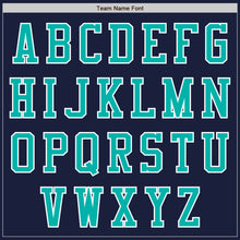 Load image into Gallery viewer, Custom Navy Aqua-White Bomber Varsity Letterman Zipper Jacket
