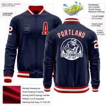 Load image into Gallery viewer, Custom Navy White-Red Bomber Varsity Letterman Zipper Jacket
