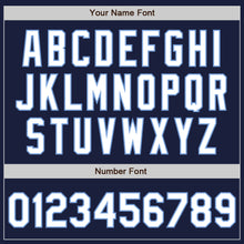 Load image into Gallery viewer, Custom Navy White-Light Blue Bomber Varsity Letterman Zipper Jacket

