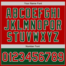 Load image into Gallery viewer, Custom Red Green-White Bomber Varsity Letterman Two Tone Zipper Jacket
