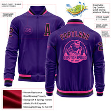 Load image into Gallery viewer, Custom Purple Black-Pink Bomber Varsity Letterman Zipper Jacket

