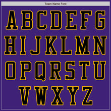 Load image into Gallery viewer, Custom Purple Black-Gold Bomber Varsity Letterman Zipper Jacket
