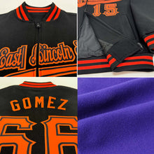 Load image into Gallery viewer, Custom Purple Black-Teal Bomber Varsity Letterman Zipper Jacket
