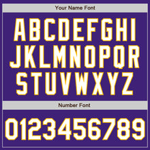 Load image into Gallery viewer, Custom Purple White-Gold Bomber Varsity Letterman Zipper Jacket
