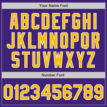 Load image into Gallery viewer, Custom Purple Gold-White Bomber Varsity Letterman Zipper Jacket
