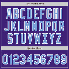 Load image into Gallery viewer, Custom Purple Light Blue-White Bomber Varsity Letterman Zipper Jacket
