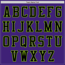 Load image into Gallery viewer, Custom Purple Black-Neon Green Bomber Varsity Letterman Two Tone Zipper Jacket
