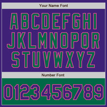 Load image into Gallery viewer, Custom Purple Kelly Green-Pink Bomber Varsity Letterman Two Tone Zipper Jacket
