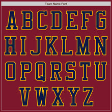 Load image into Gallery viewer, Custom Crimson Navy-Gold Bomber Varsity Letterman Zipper Jacket
