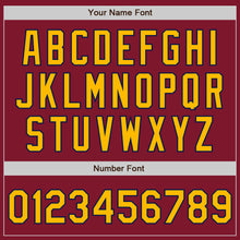 Load image into Gallery viewer, Custom Crimson Navy-Gold Bomber Varsity Letterman Zipper Jacket
