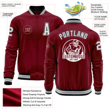 Load image into Gallery viewer, Custom Crimson Black-Gray Bomber Varsity Letterman Zipper Jacket
