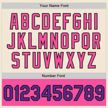 Load image into Gallery viewer, Custom Cream Purple Black-Pink Bomber Varsity Letterman Two Tone Zipper Jacket
