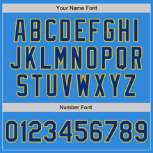 Load image into Gallery viewer, Custom Powder Blue Royal-Yellow Bomber Varsity Letterman Zipper Jacket
