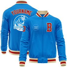 Load image into Gallery viewer, Custom Powder Blue Red-Cream Bomber Varsity Letterman Zipper Jacket
