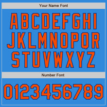 Load image into Gallery viewer, Custom Powder Blue Orange-Royal Bomber Varsity Letterman Zipper Jacket
