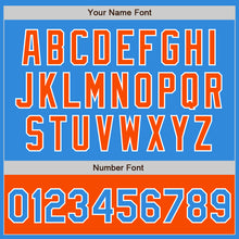 Load image into Gallery viewer, Custom Powder Blue White-Orange Bomber Varsity Letterman Two Tone Zipper Jacket
