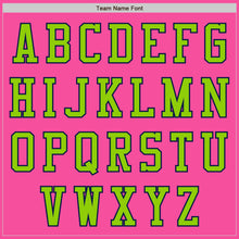 Load image into Gallery viewer, Custom Pink Neon Green-Navy Bomber Varsity Letterman Zipper Jacket
