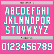 Load image into Gallery viewer, Custom Pink White-Aqua Bomber Varsity Letterman Zipper Jacket
