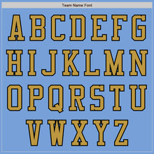 Load image into Gallery viewer, Custom Light Blue Old Gold-Black Bomber Varsity Letterman Zipper Jacket

