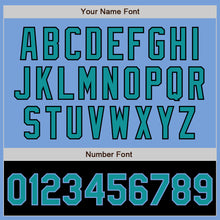 Load image into Gallery viewer, Custom Light Blue Teal-Black Bomber Varsity Letterman Two Tone Zipper Jacket
