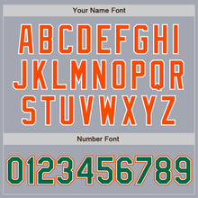 Load image into Gallery viewer, Custom Gray Kelly Green-Orange Bomber Varsity Letterman Zipper Jacket
