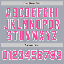 Load image into Gallery viewer, Custom Gray Pink-White Bomber Varsity Letterman Zipper Jacket
