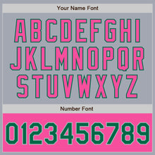 Load image into Gallery viewer, Custom Gray Kelly Green-Pink Bomber Varsity Letterman Two Tone Zipper Jacket
