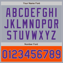 Load image into Gallery viewer, Custom Gray Purple-Orange Bomber Varsity Letterman Two Tone Zipper Jacket
