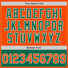 Load image into Gallery viewer, Custom Orange White-Kelly Green Bomber Varsity Letterman Two Tone Zipper Jacket
