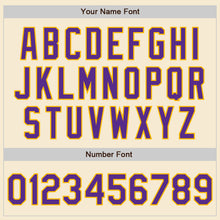Load image into Gallery viewer, Custom Cream Purple Gold-White Bomber Varsity Letterman Zipper Jacket
