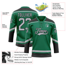 Load image into Gallery viewer, Custom Kelly Green Gray-Black Hockey Lace Neck Jersey
