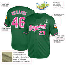 Load image into Gallery viewer, Custom Kelly Green Pink-White Mesh Authentic Throwback Baseball Jersey
