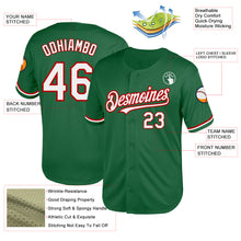 Load image into Gallery viewer, Custom Kelly Green White-Red Mesh Authentic Throwback Baseball Jersey
