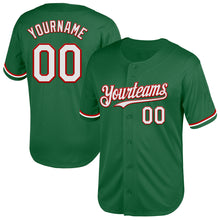 Load image into Gallery viewer, Custom Kelly Green White-Red Mesh Authentic Throwback Baseball Jersey
