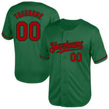 Load image into Gallery viewer, Custom Kelly Green Red-Black Mesh Authentic Throwback Baseball Jersey
