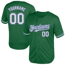 Load image into Gallery viewer, Custom Kelly Green Royal-Gray Mesh Authentic Throwback Baseball Jersey
