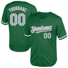 Load image into Gallery viewer, Custom Kelly Green Gray-White Mesh Authentic Throwback Baseball Jersey
