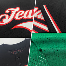 Load image into Gallery viewer, Custom Kelly Green Black-Orange Mesh Authentic Throwback Baseball Jersey
