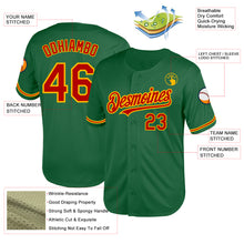 Load image into Gallery viewer, Custom Kelly Green Red-Gold Mesh Authentic Throwback Baseball Jersey
